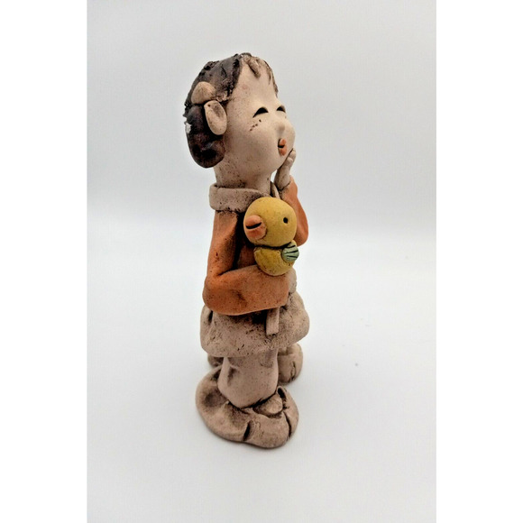 Bonsan Japanese Earthenware Girl & Boy Unglazed Pottery- Vintage Handmade - Picture 6 of 12